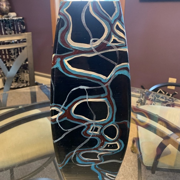 Hand painted one of a kind large wooden organic vase - Picture 6 of 10